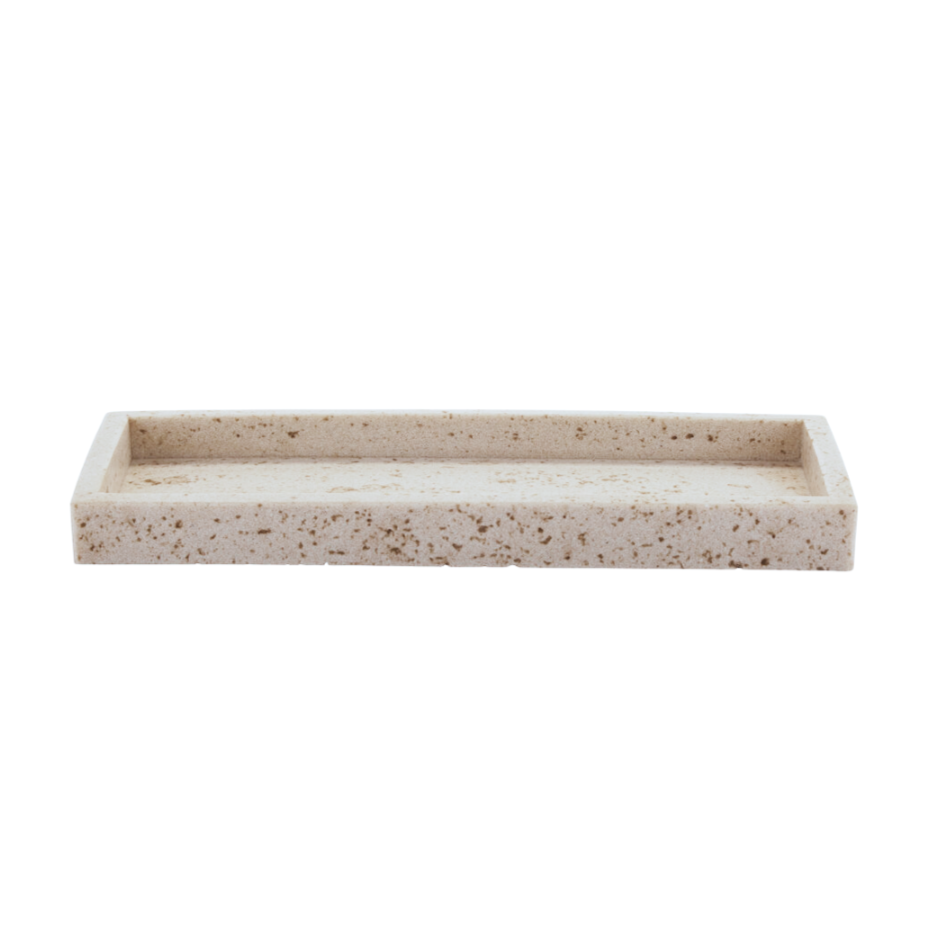 Aflangt fad i sandsten, beige - 30x12 cm